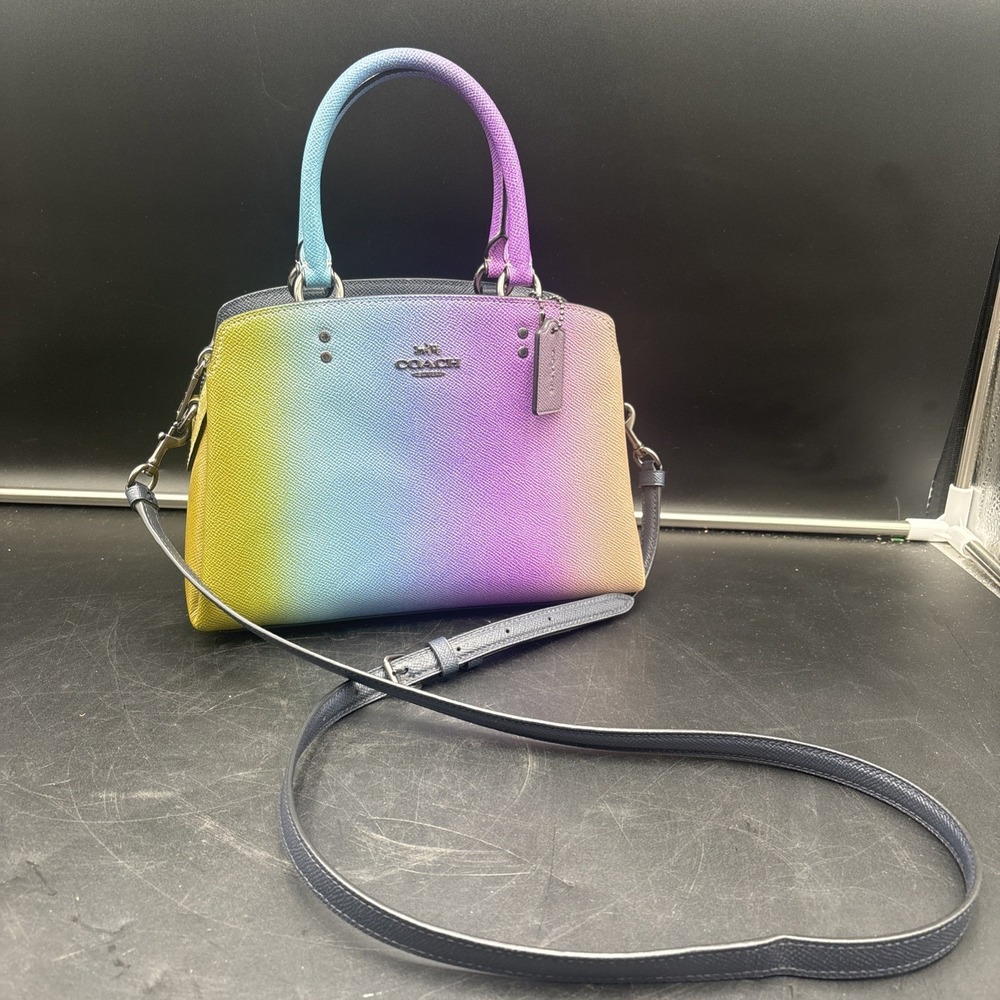 Coach Mini Lillie Carryall Rainbow Ombré Satchel 10"x7" No. A2080-91055 Purple - Picture 1 of 12